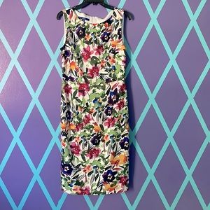 Bright Floral Midi Dress, Women Size 8